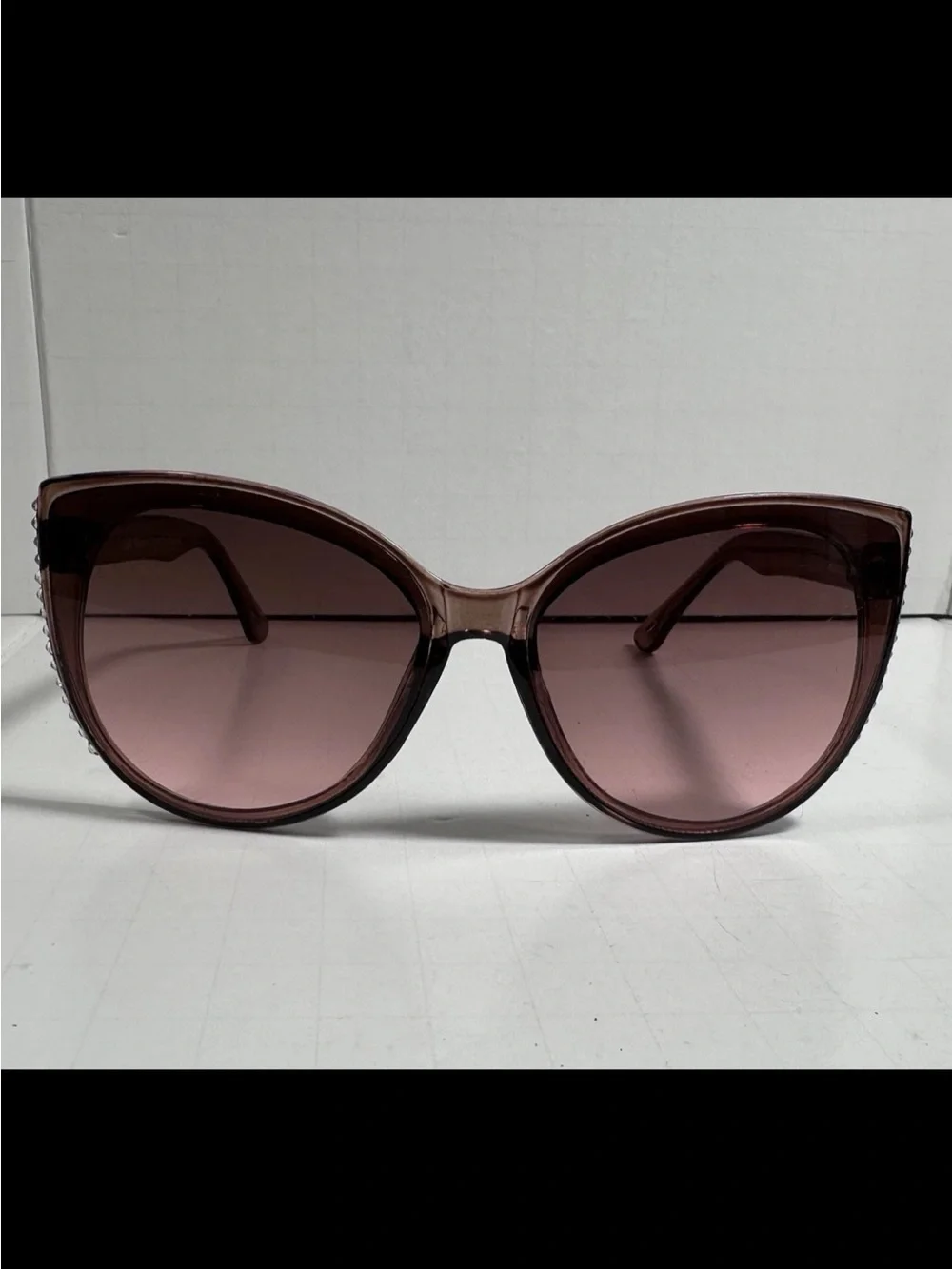 Sofia Vergara X Foster Grant Cat Eye Oversize Rhinestone Sunglasses mauve/plum